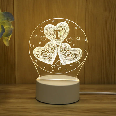 USB Acrylic I Love You 3D Night Light Lamp