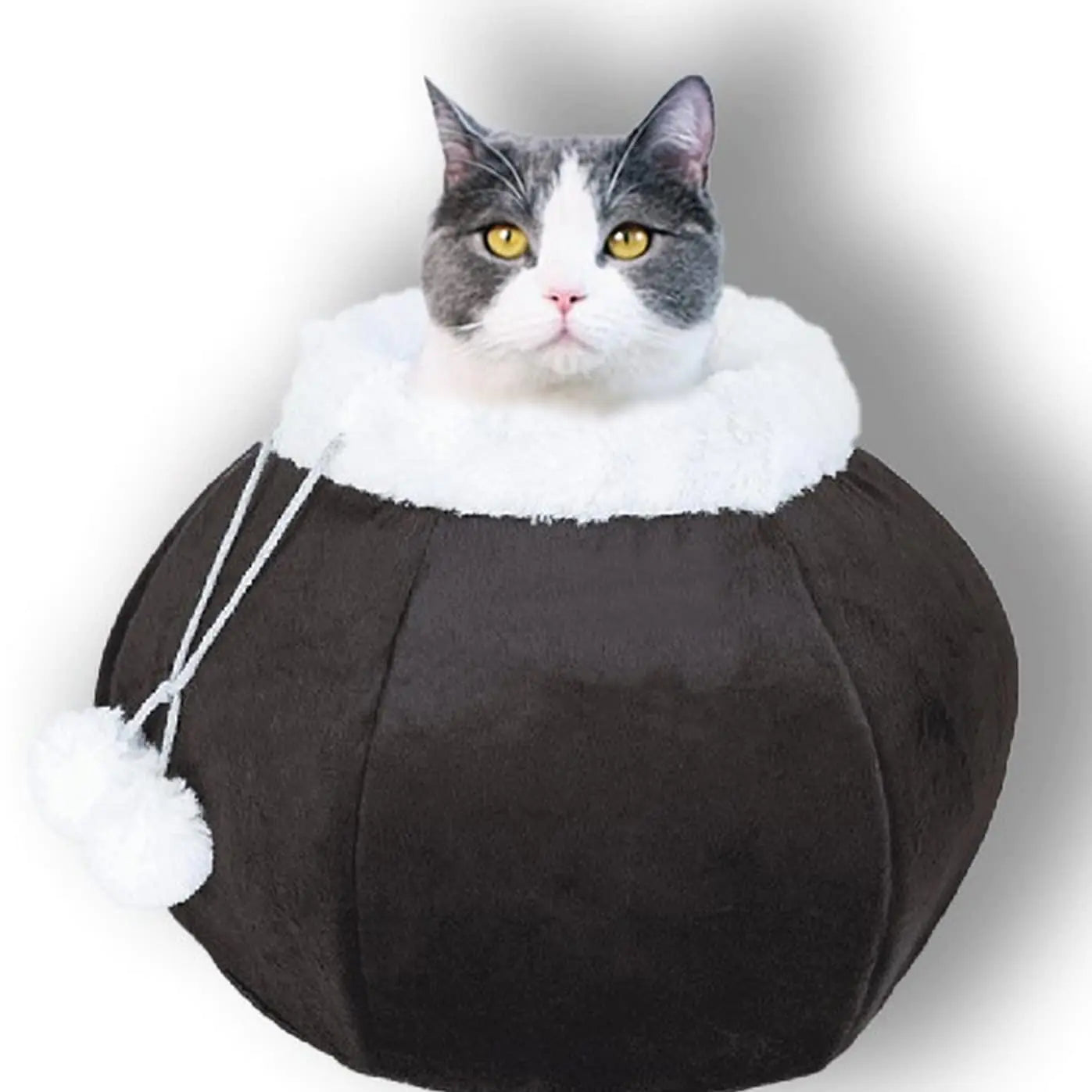 Cozy Plush Round Cave Cat Bed with Removable Pillow