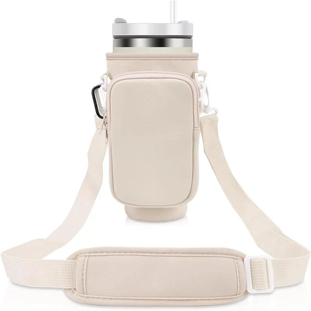 Water Bottle Carrier Bag with Pouch 2 in 1