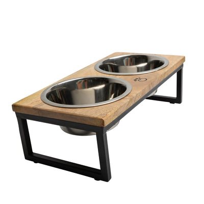 Wood & Metal Elevated Pet Feeder