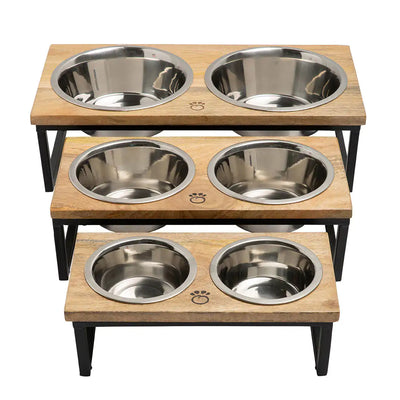 Wood & Metal Elevated Pet Feeder