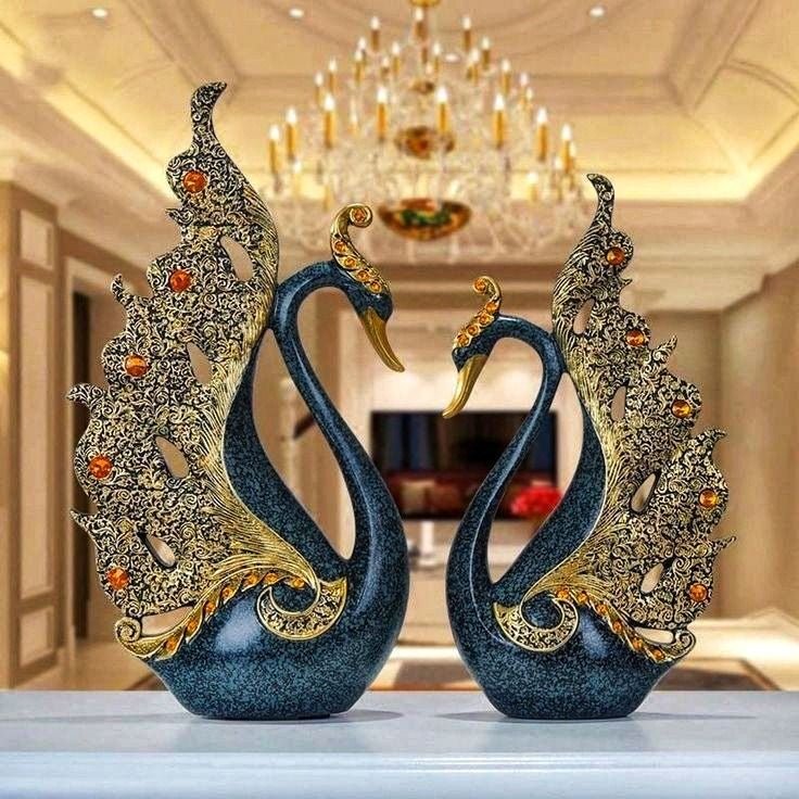 Antique Resin Blue set Swan Planter