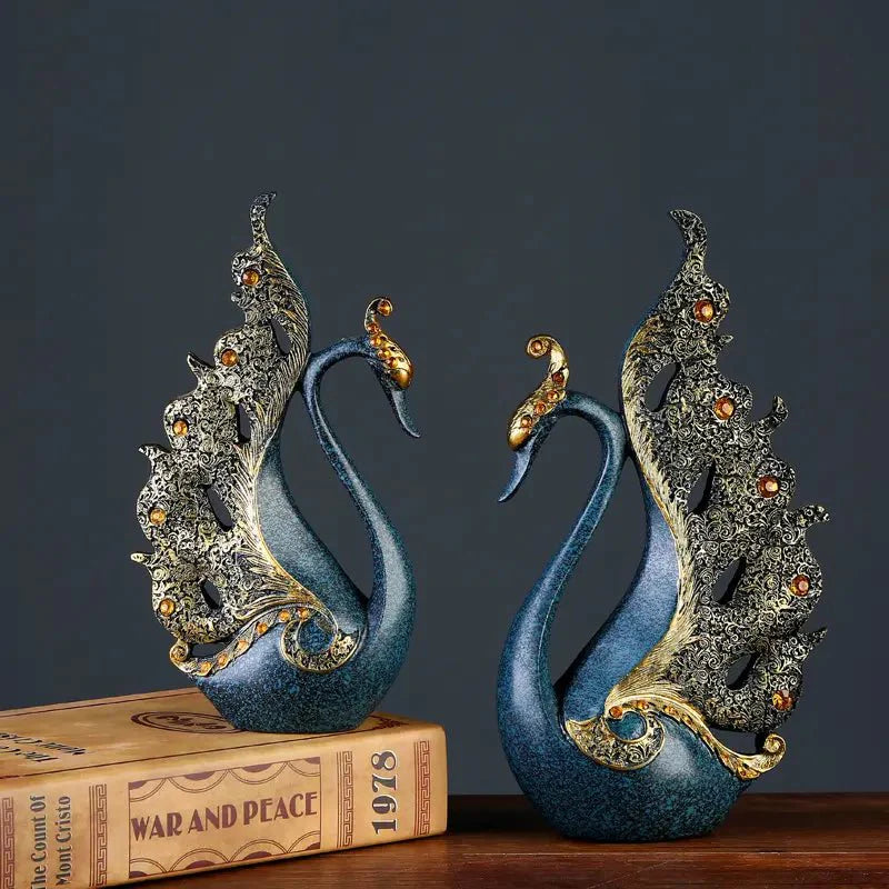 Antique Resin Blue set Swan Planter