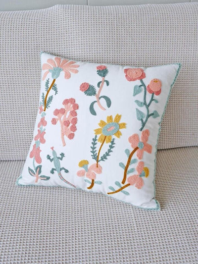 Embroidered Floral Lizard Pillowcase