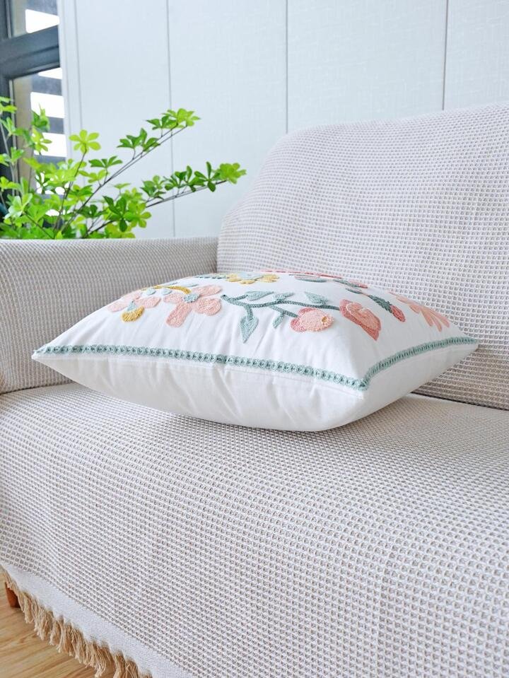 Embroidered Floral Lizard Pillowcase