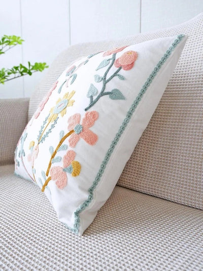 Embroidered Floral Lizard Pillowcase