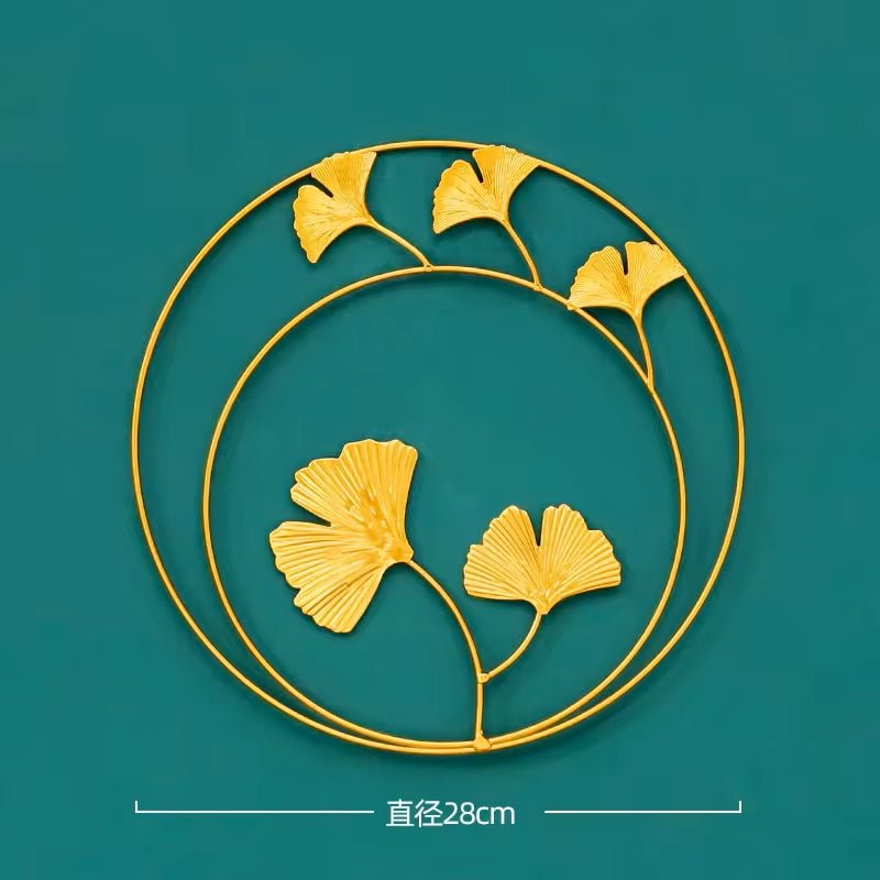 Gold Leaves - Metal Wall Art Ginkgo Leaf - Round