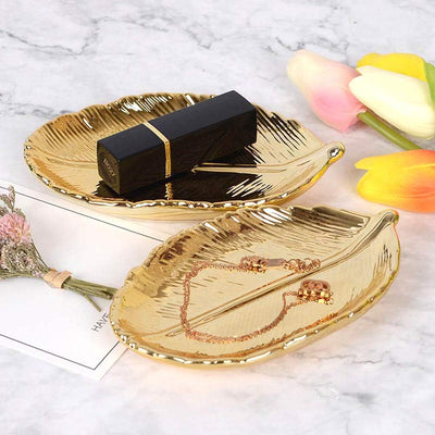 Golden Leaf Ceramic Tray