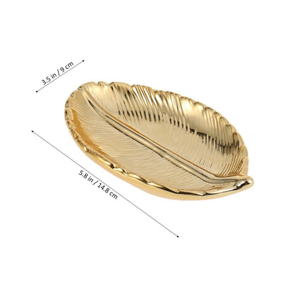 Golden Leaf Ceramic Tray