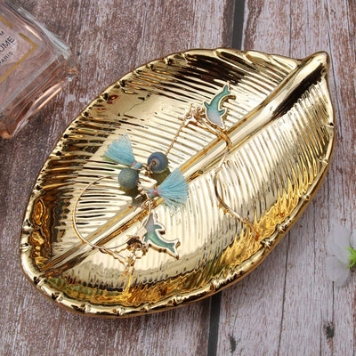 Golden Leaf Ceramic Tray