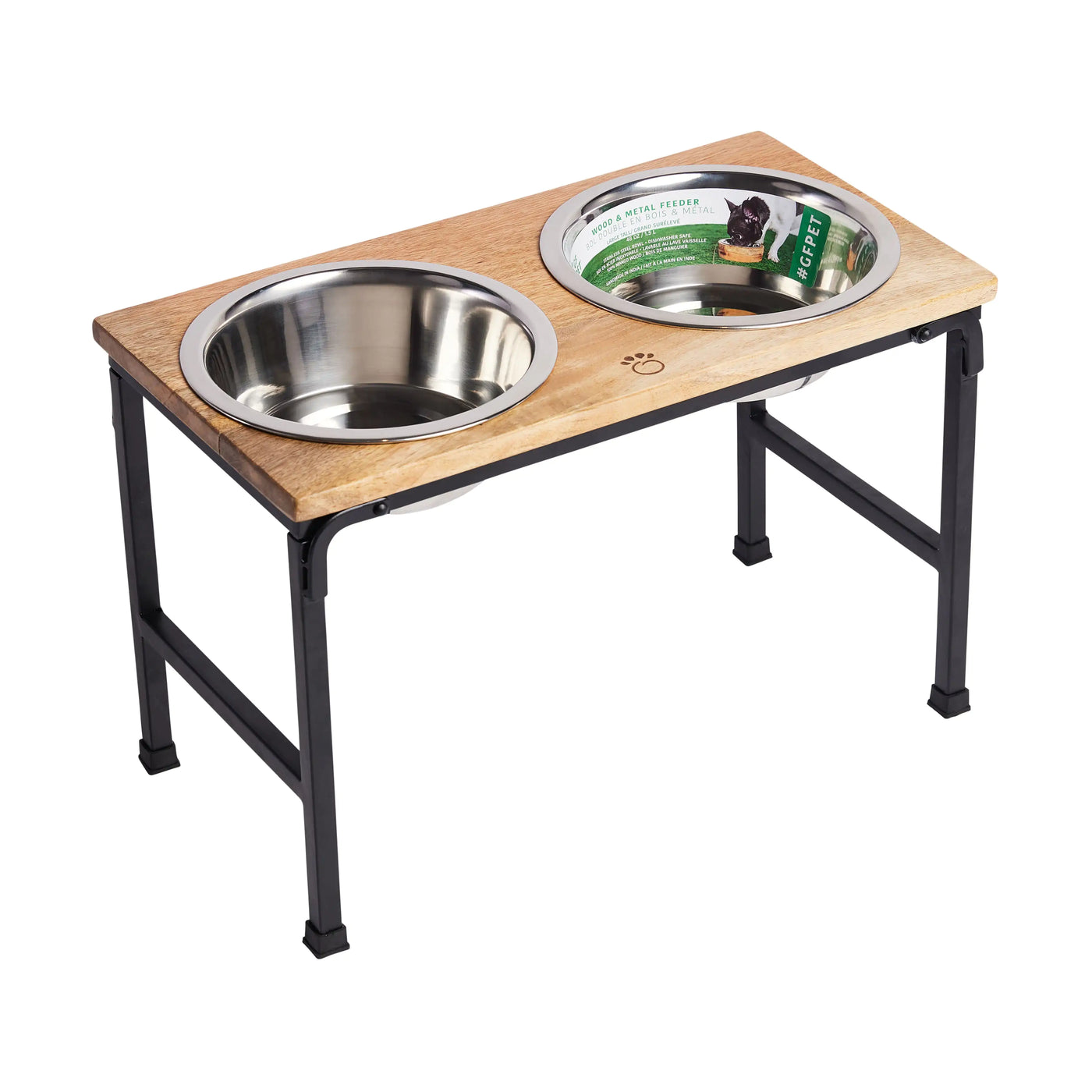 Wood & Metal Elevated Pet Feeder